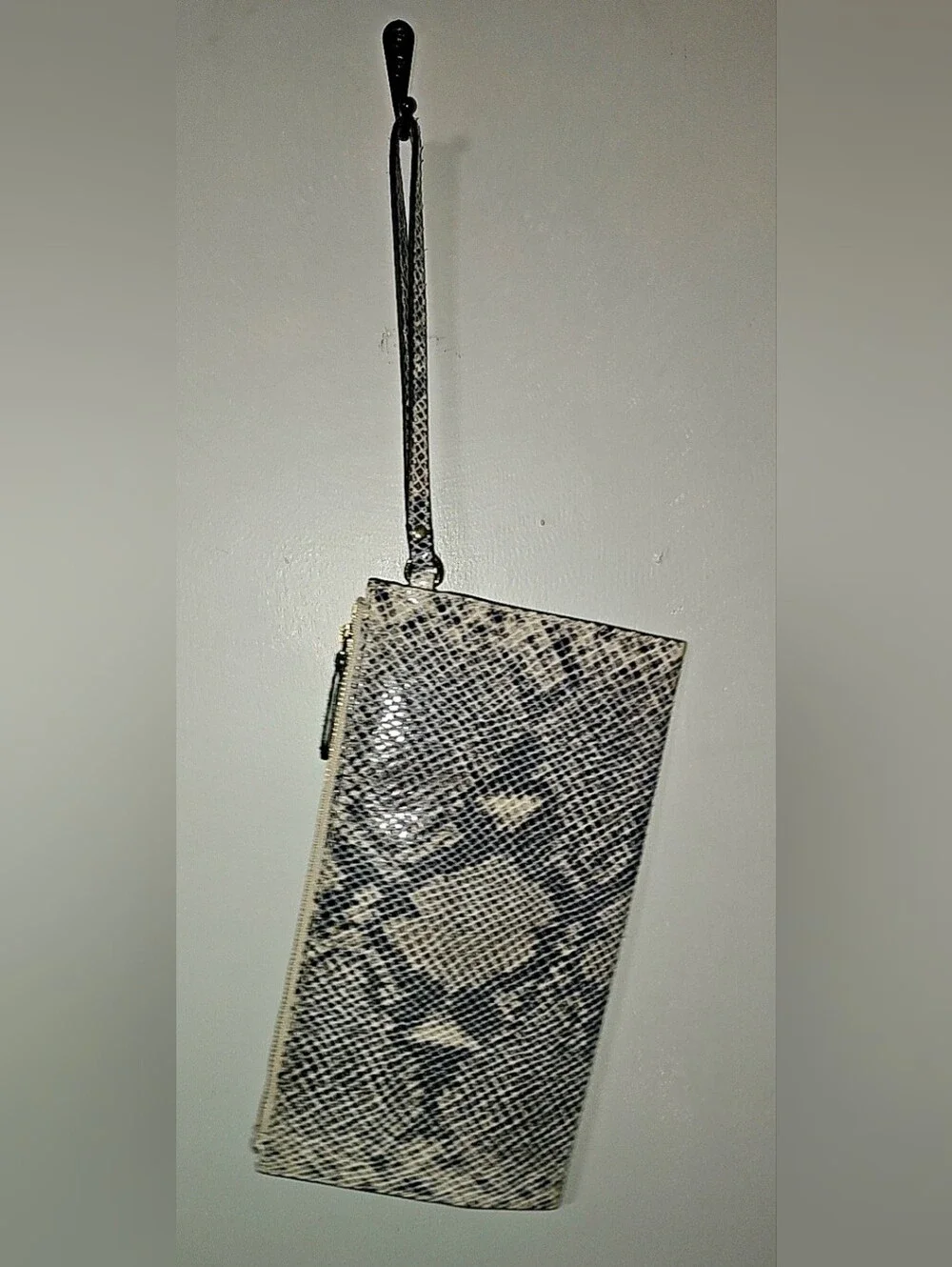 Authentic Michael Kors Snakeskin Large Wristlet Wallet with gold logo